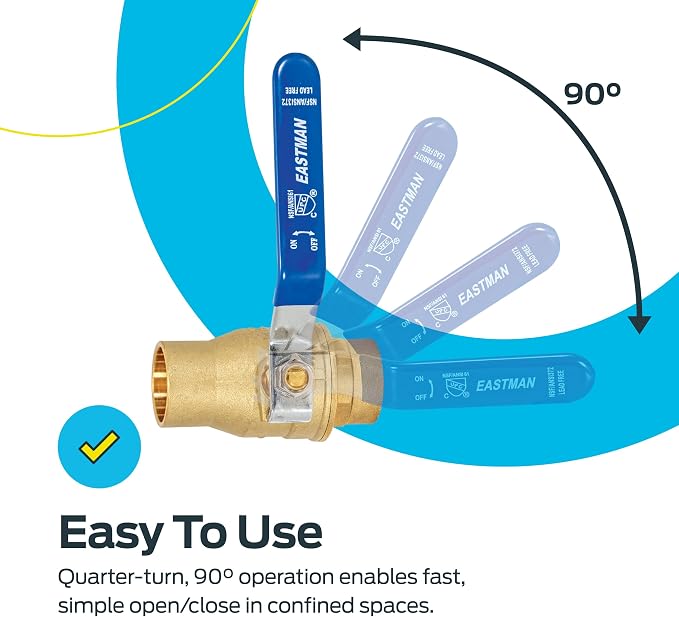 Eastman Heavy Duty Full Port Brass Ball Valve, 1 in Sweat x 1 in Sweat - Image 5