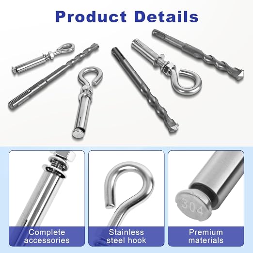 16 Pack 5/16" X 4-3/16" Expansion Eye Bolt, Concrete Eyebolt Anchors, Heavy - Image 6