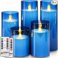 Homemory Blue Flickering Flameless Candles, Battery Operated Acrylic LED Pillar by Homemory
