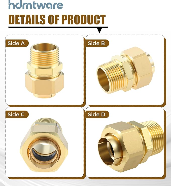 2PCS 3/4" CSST Male NPT Pipe Brass Fitting Gas Pipe Adapter | CSST Tubing - Image 3
