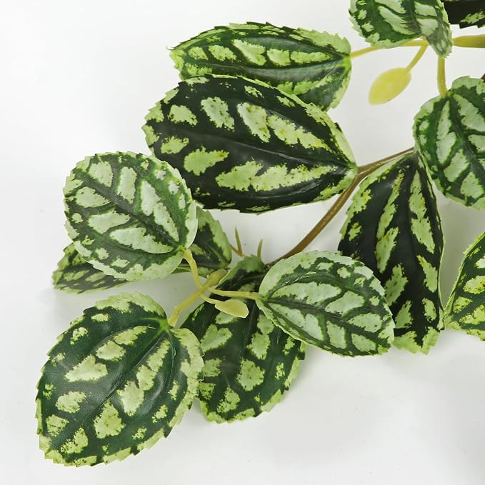Briful Artificial Potted Plant Indoor, 19.6" Faux Watermelon Peperomia Trailing - Image 3