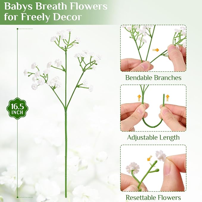 90Pcs Babys Breath Artificial Flowers, Baby Breath Flowers Artificial Bulk | - Image 9