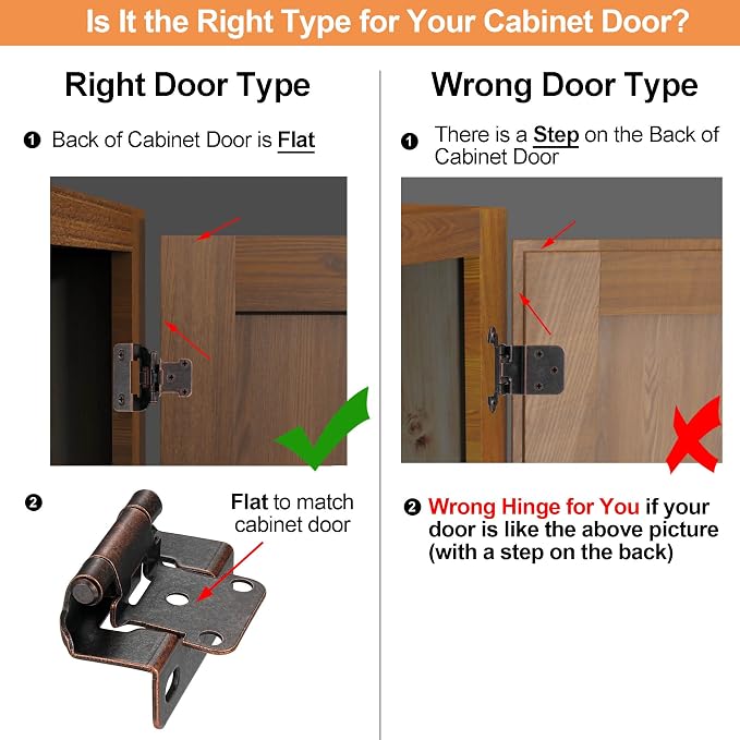 Oil Rubbed Bronze Cabinet Hinges, 1/2” Overlay, 4 Pack | - Image 4