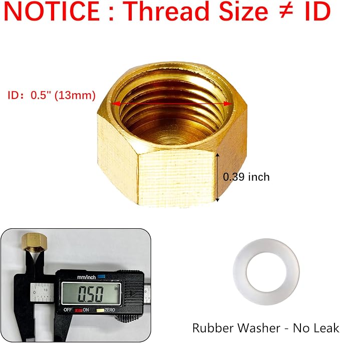 6 Pcs Brass Pipe Cap, Hex Head End Plumbing Cap | NPT Female Pipe Fitting - Image 3