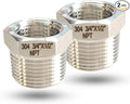 3/4" NPT Male to 1/2" NPT Female Reducer Bushing, 304 Stainless Steel Pipe Hex by Unknown