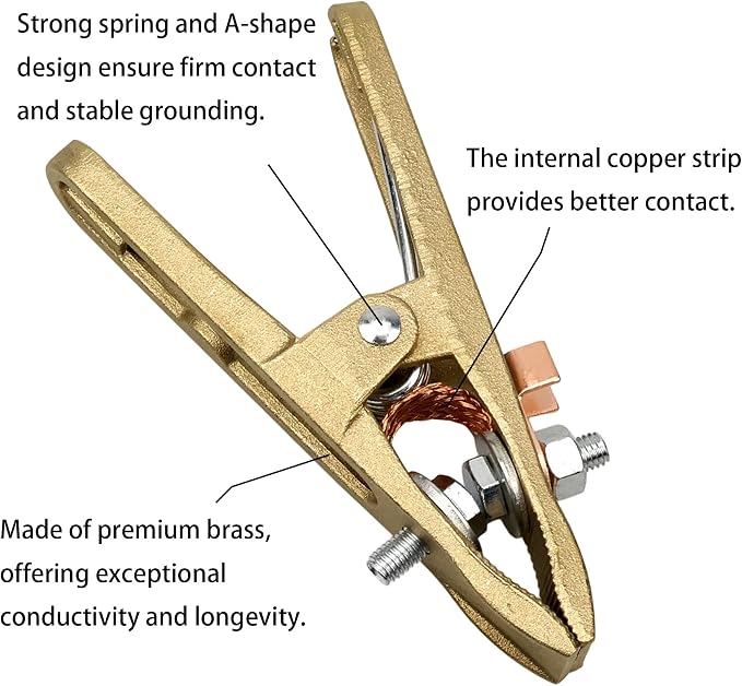 400-Amp Welding Ground Clamp, Brass A-shape Earth Clamp - Image 4