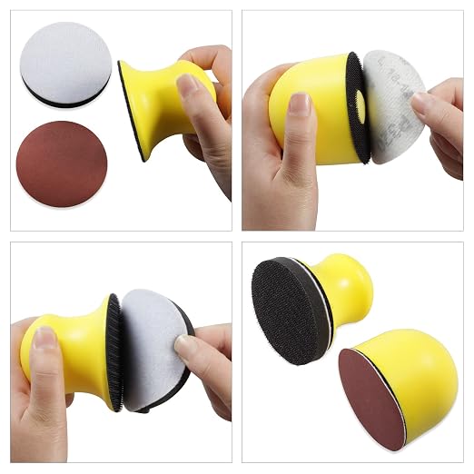 SPEEDWOX 4 Pack 3" Round Hand Sanding Blocks Hook and Loop Sanding Pad Includes - Image 4