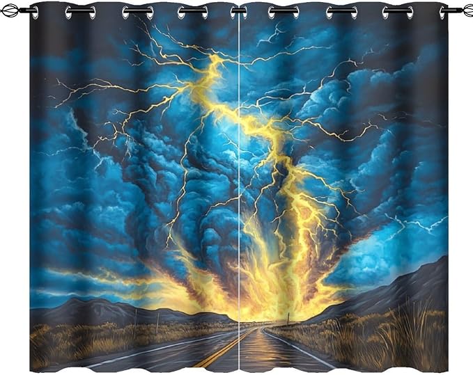 Fantasy Lightning Road Blackout Curtains by StyleYourHomeLoveYourSpace