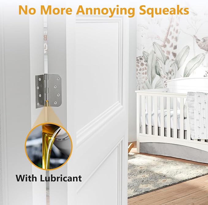 Luxbaro 6 Pack Brushed Nickel Door Hinges 4 Inch, Exterior Door Hinges - Image 4