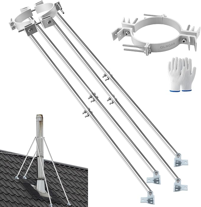 2026 Updete 6-8 Inch Extended Roof Bracket Supports Chimney Stove Pipe by QLNGAS