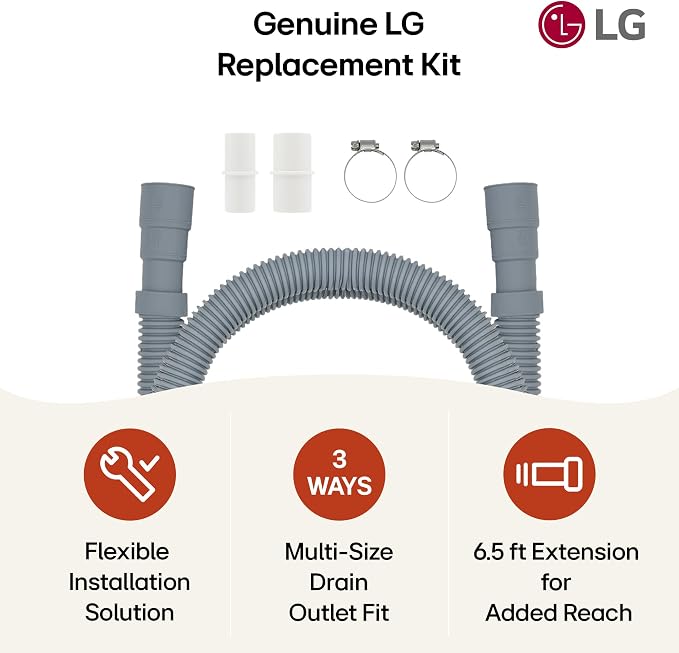 LG Genuine Dishwasher Drain Extension Hose Kit – 6.5 ft - Image 2