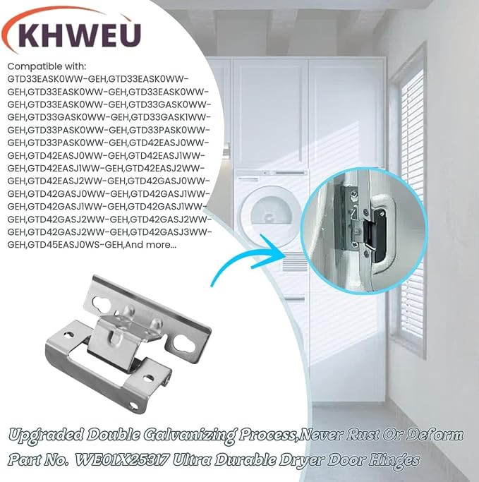 【Galvanized Ultra Durable】 2-Pcs WE01X25317 OEM Genuine Dryer Door Hinges | - Image 3