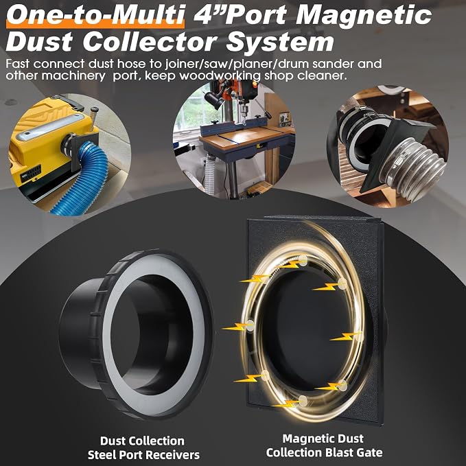 4"Magnetic Dust Collection Fittings, Mag 4Inch Blast Gate - Image 7