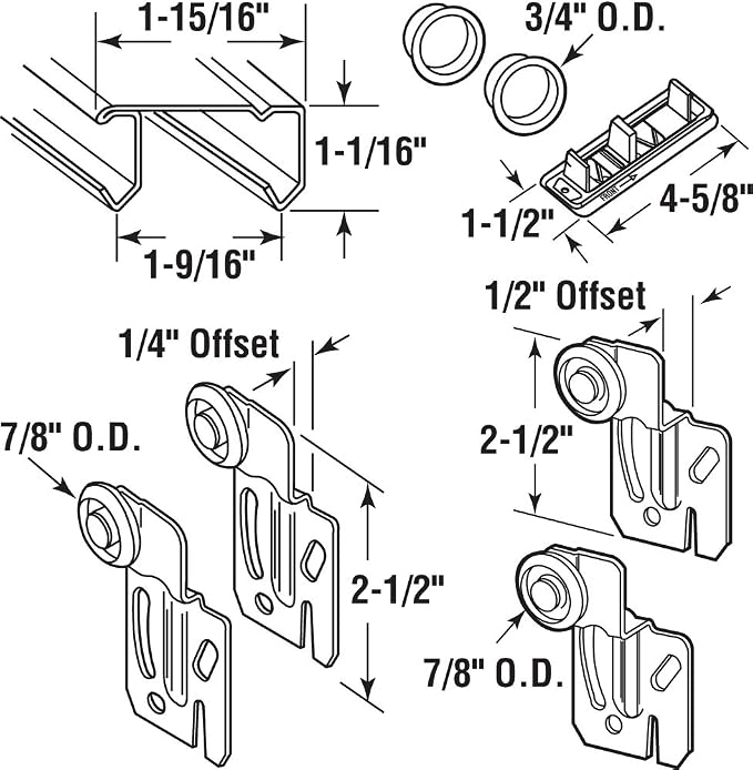 Prime-Line 161791 By-Pass Closet Track Kit, 48 In., 2-Door Hardware, - Image 2