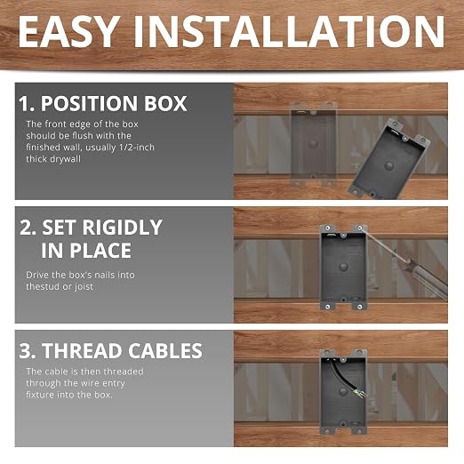 HXH 1-Gang Shallow Electrical Outlet Box, 8 Cubic Inch Old Work Remodel Box | - Image 4