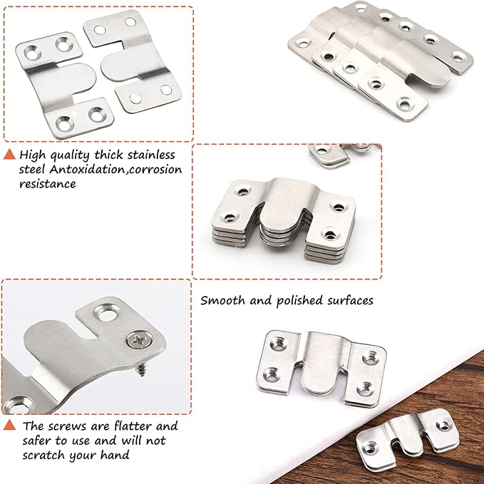 Flush Mount Bracket, Interlocking Photo Frame Hook 56 x 36mm Heavy Duty Picture - Image 4