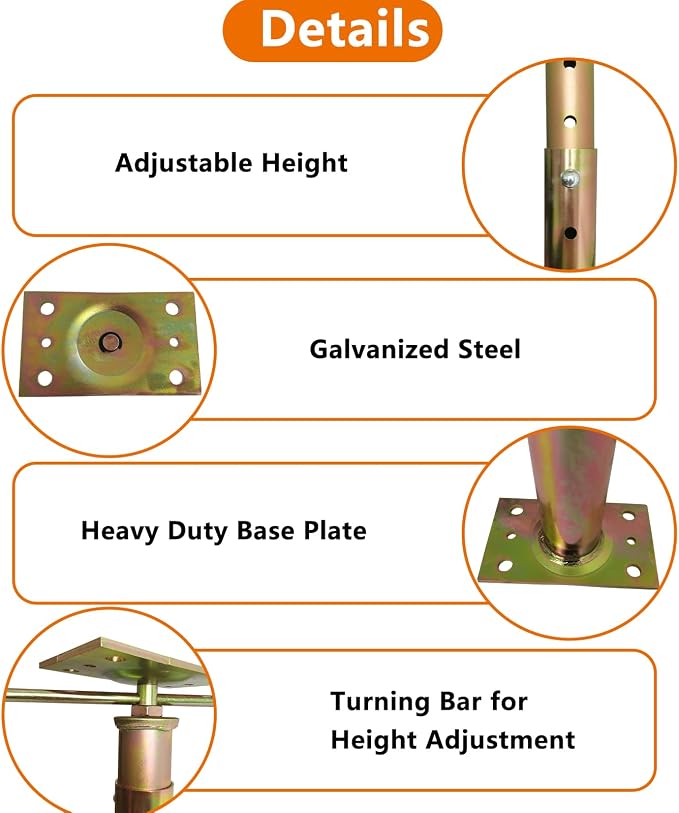 2 Pack Adjustable House Floor Jack Post Screw 59" - Image 4