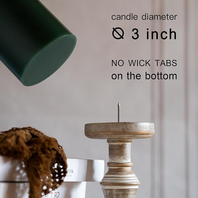 MOZEAL 3" x 8" Hand-poured Unscented Large Candle, Smokeless Rustic Pillar - Image 4