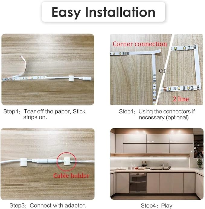 WOBANE Under Cabinet Lights Kit, 20inch 6PCS LED Strip Bars - Image 7