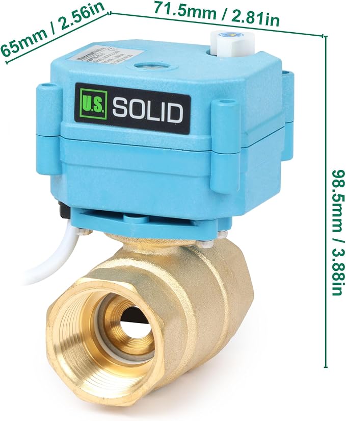 U.S. Solid 1inch Brass Motorized Ball Valve, Full Port NPT, IP67 Waterproof - Image 7