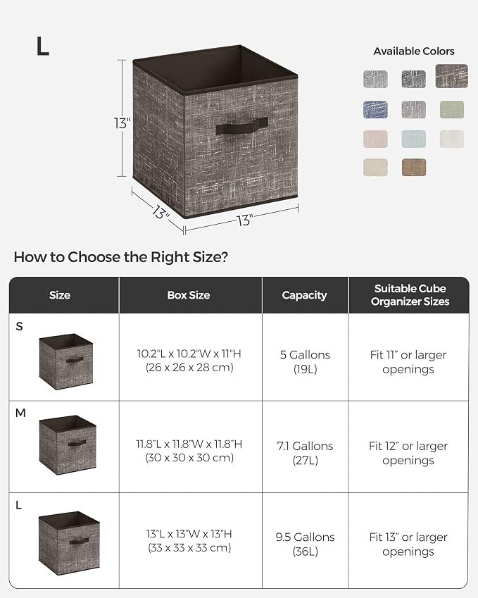 SONGMICS Storage Cubes, 13-Inch Foldable Closet Organizers | Non-Woven Fabric - Image 4