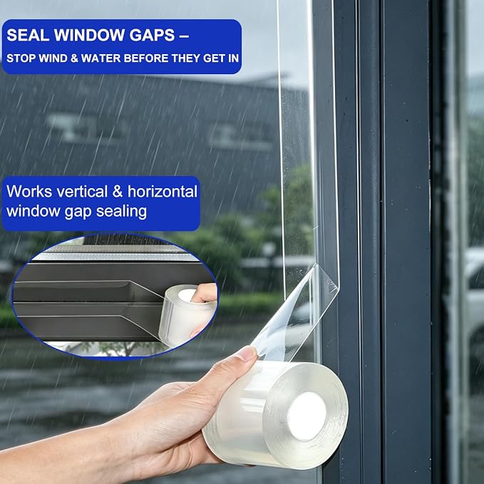 Window Sealing Tape 2 Inch x 33 Ft Transparent Window Insulation Waterproof - Image 4