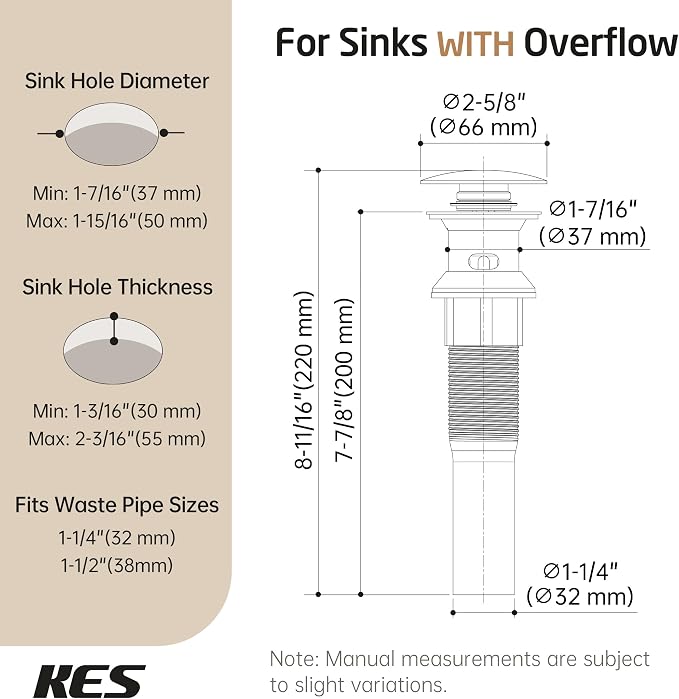 KES All Metal Bathroom Sink Drain - Image 6