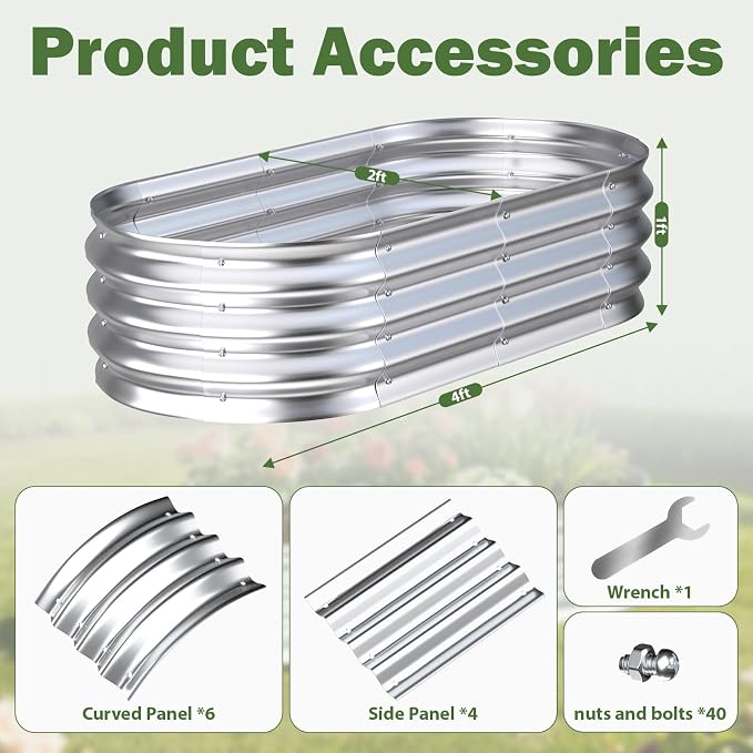 Galvanized Raised Garden Bed Outdoor, Easy Assemble Bottomless Small Oval Plant - Image 5