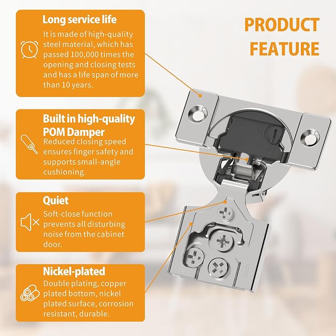 50 Pack 3/8" Overlay 4D Soft Close Concealed Hinges - Image 5