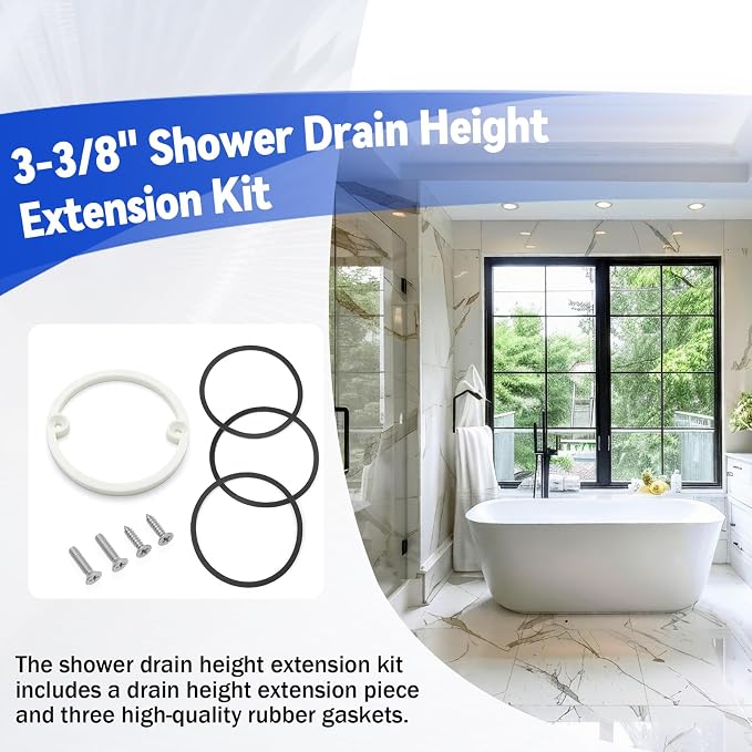 Shower Drain Height Extension Kit Fits 3-3/8" Drain Strainers | Can be Used in - Image 4