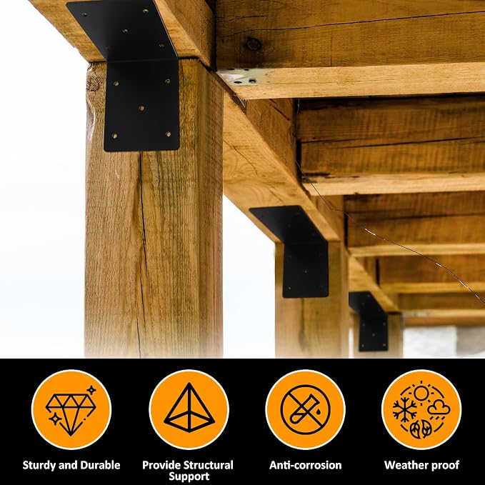 4 Pcs 6"x6"x5" L Right Angle Bracket, Heavy Duty Steel 3MM | 90° Corner Post - Image 4