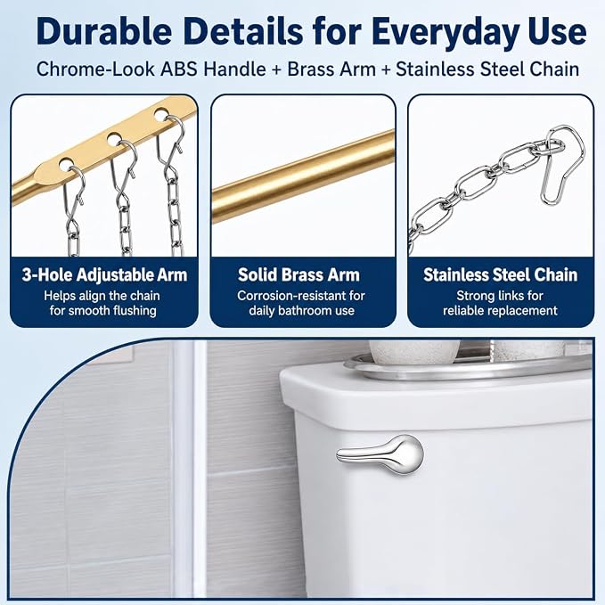 Toilet Handle Replacement Kit – Universal Front Mount Toilet Flush Handle - Image 6