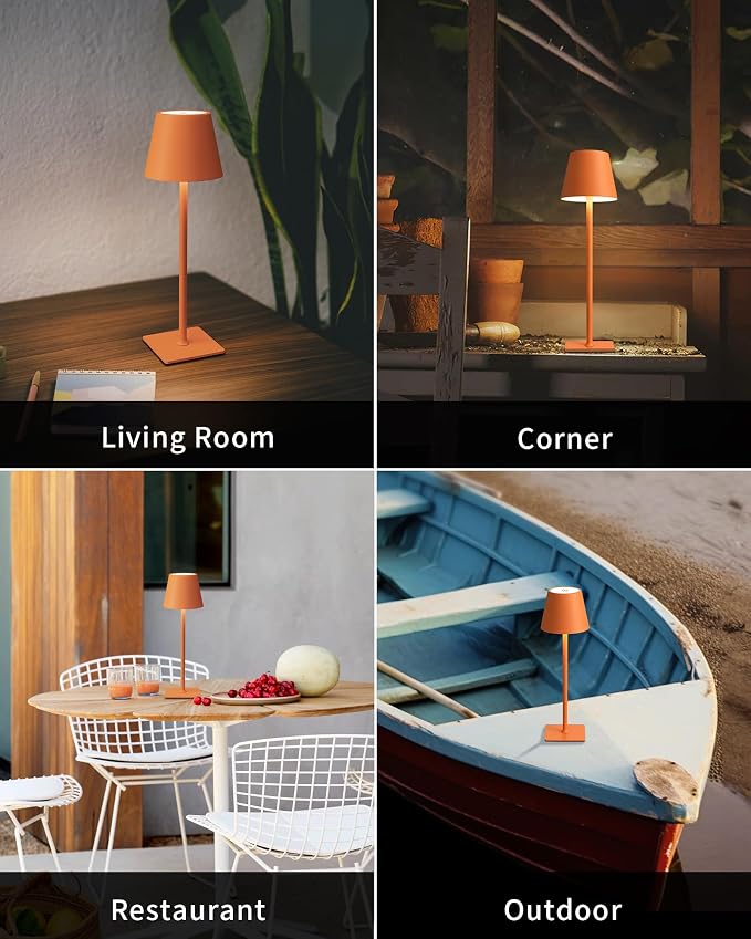 KDG 2 Pack Cordless Orange Table Lamps, Rechargeable Portable LED Desk Lamp | - Image 6