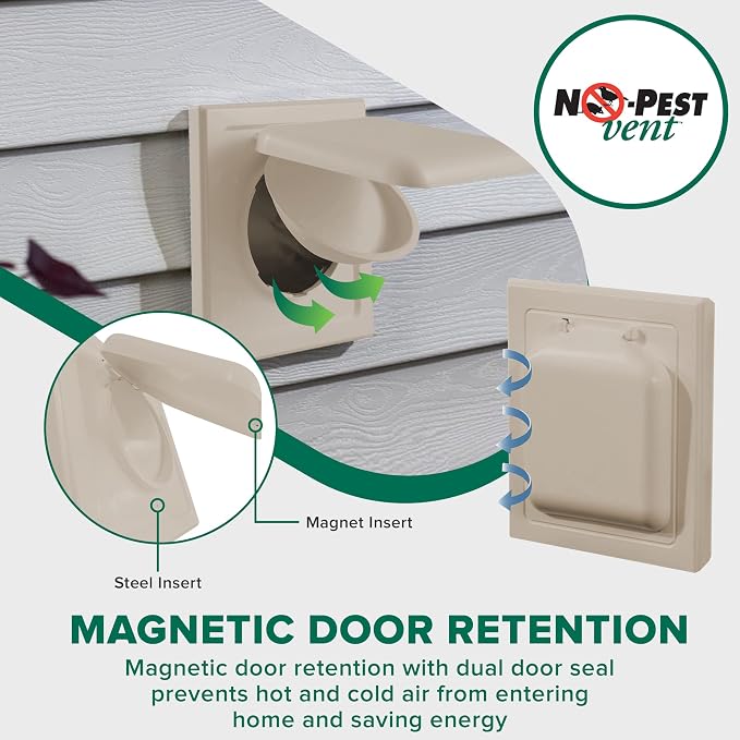 NO-PEST VENT Dual Door Dryer Vent Cover 4 Inch Outdoor, Made in USA, Highest - Image 4