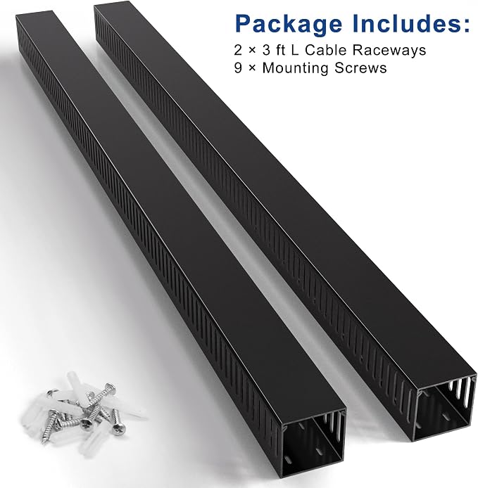 ZhiYo 3"H x 3"W Cable Raceway, 6ft Under Desk Wire Management Channel Black | - Image 4