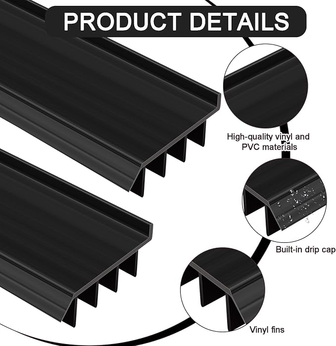 2 Pcs 3 Feet Black Vinyl Door Bottom Adjustable Weatherstrip Door Bottom - Image 3