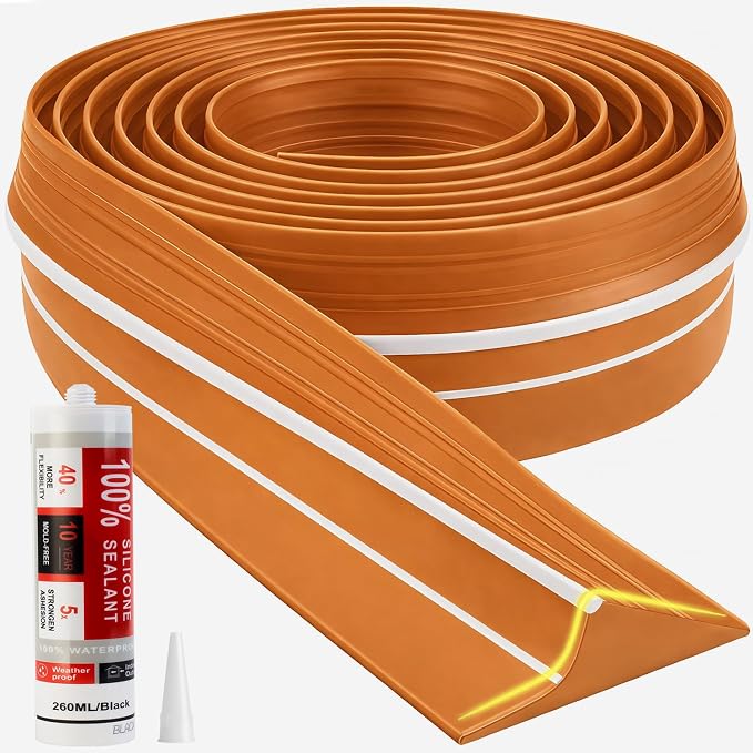 Jin&Bao Orange Garage Door Threshold Seal 10FT Rubber Strip & 1 Adhesive | by Jin%26Bao