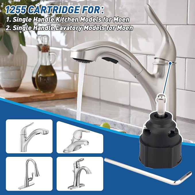 1255 Replacement Cartridge for Moen Single Handle Kitchen Lavatory Model Fixes - Image 3