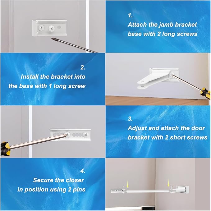 Reinforced Storm Door Closer Bracket Kit, Heavy-Duty Screen Door Closer - Image 6