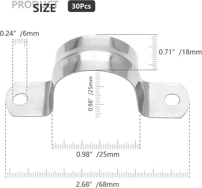 Bonsicoky M25 1 Inch Rigid Pipe Strap, Stainless Steel, 0.71" Width, - Image 2