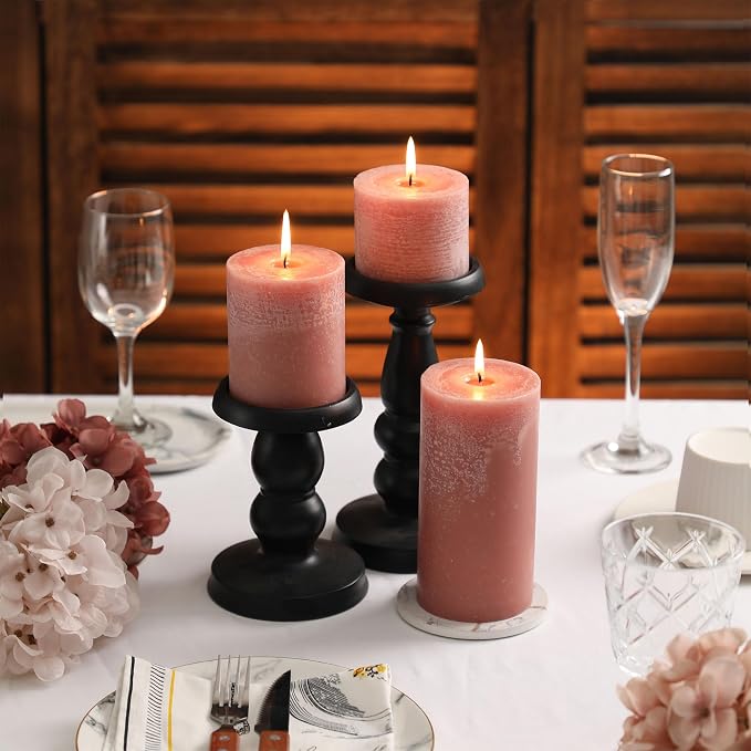3x4 Inch Reddish Brown Pillar Candles Set of 3 - Image 4