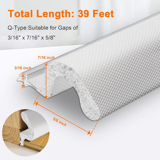 Storystore 39 FT Foam Kerf Weather Stripping Door Seal, Draft blocking - Image 3