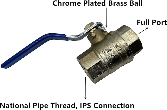 EZ-Fluid 1" NPT Female Threaded IPS Ball Valve Full Port Water Stop Shut Off - Image 2