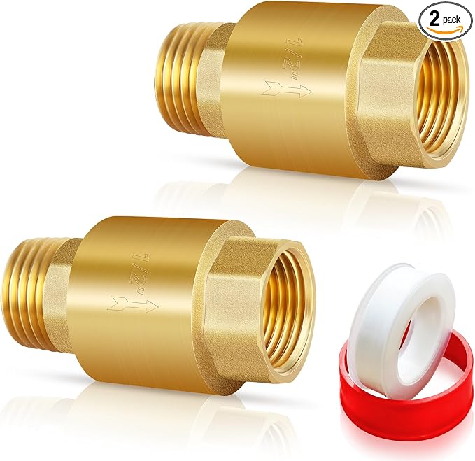 2Pcs 1/2in NPT Spring Check Valve, Brass Non Return One Way Check Valve by Boltigen