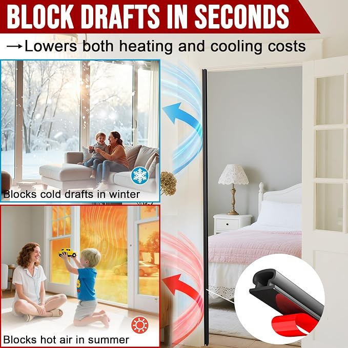 alophoty Door Weather Stripping Door Seal Strip, 0.35"x0.24" | Self-Adhesive - Image 2