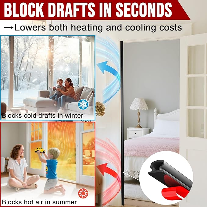 alophoty Door Weather Stripping Door Seal Strip, 0.35"x0.24" | Self-Adhesive - Image 2