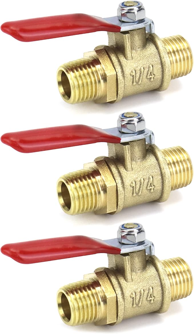 QWORK Ball Valve, 1/4" Male x Male NPT Thread Pipe Fitting Air Compressor Shut by QWORK