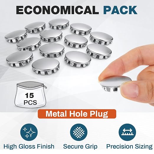 Hicarer 15 Pack Fit 3/4" Hole Metal Hole Plugs, Nickel-Plated Steel Snap-in - Image 6