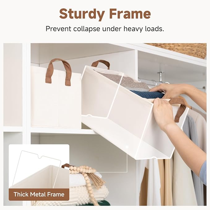 StorageWorks Fabric Storage Bins, Linen Closet Organizers, Metal Frame - Image 4