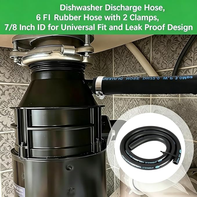 6FT Dishwasher Drain Hose, 7/8 Inch ID Rubber Discharge Hose - Image 4